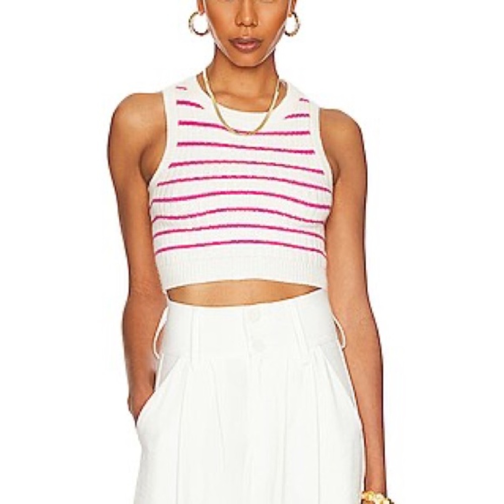Superdown Pink and White Striped Tank Top/knit vest